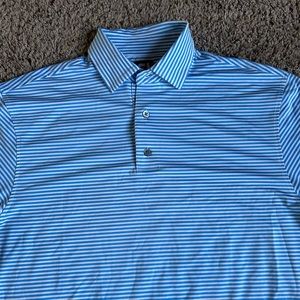 Footjoy Golf Polo Shirt Large Blue Stripes